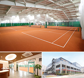トップインドアステージ多摩 テニスコートと施設イメージ